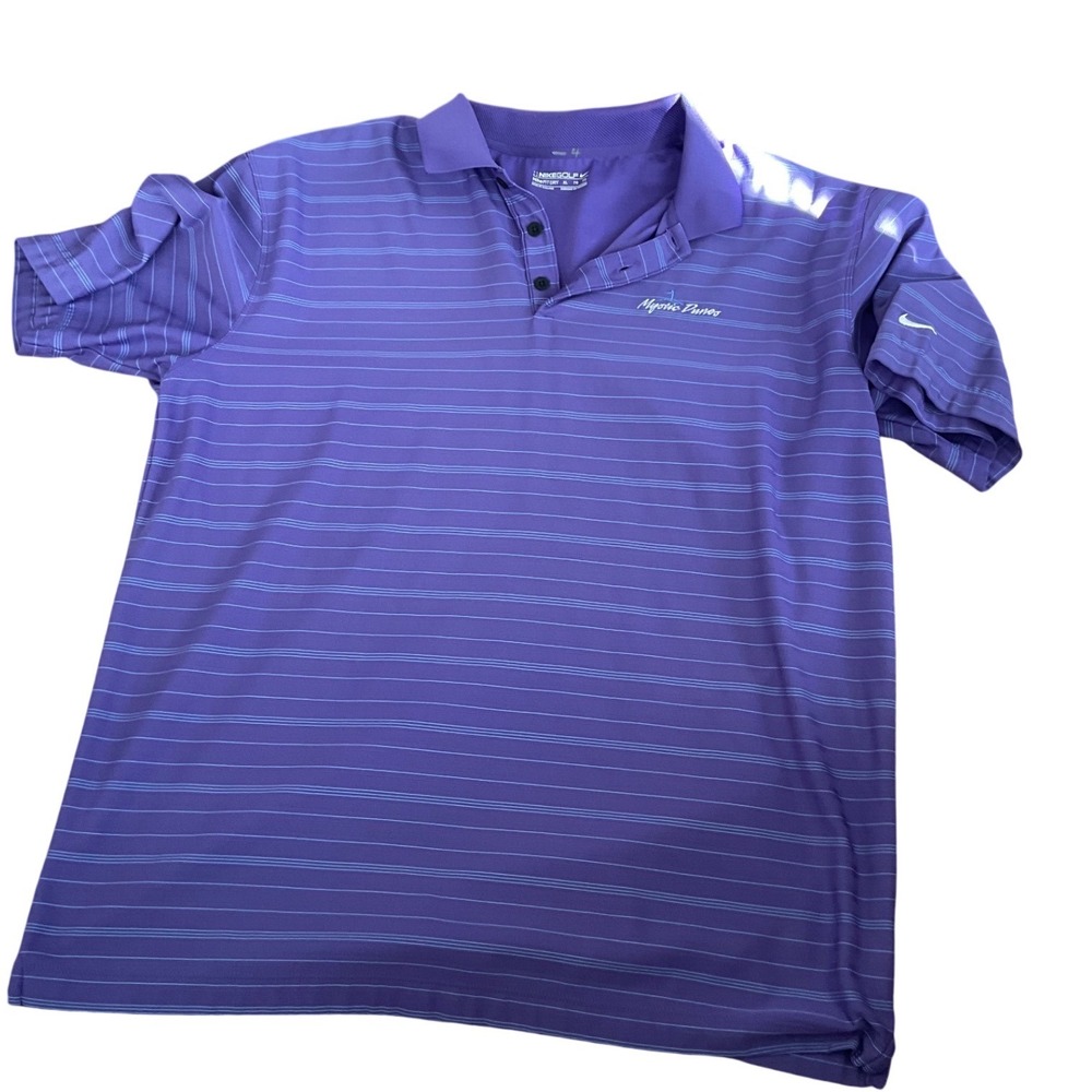 Nike Golf Dri-FIT Polo Shirt Mens XL Purple‎ Striped Mystic Dunes Short Sleeve